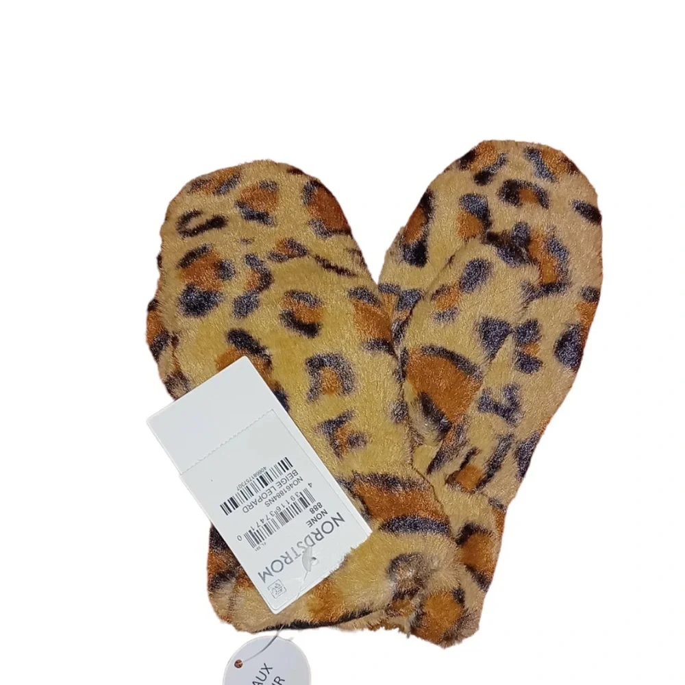 Tucker + Tate Kids Faux Fur Leopard Print Mittens - Tan, Brown, Black